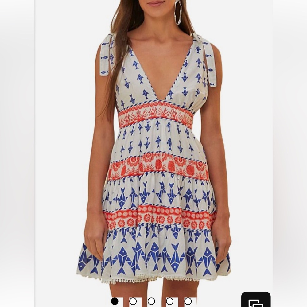 FARM Rio Blue and Red Patterned Mini Dress